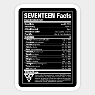 SEVENTEEN Nutritional Facts 2 Sticker